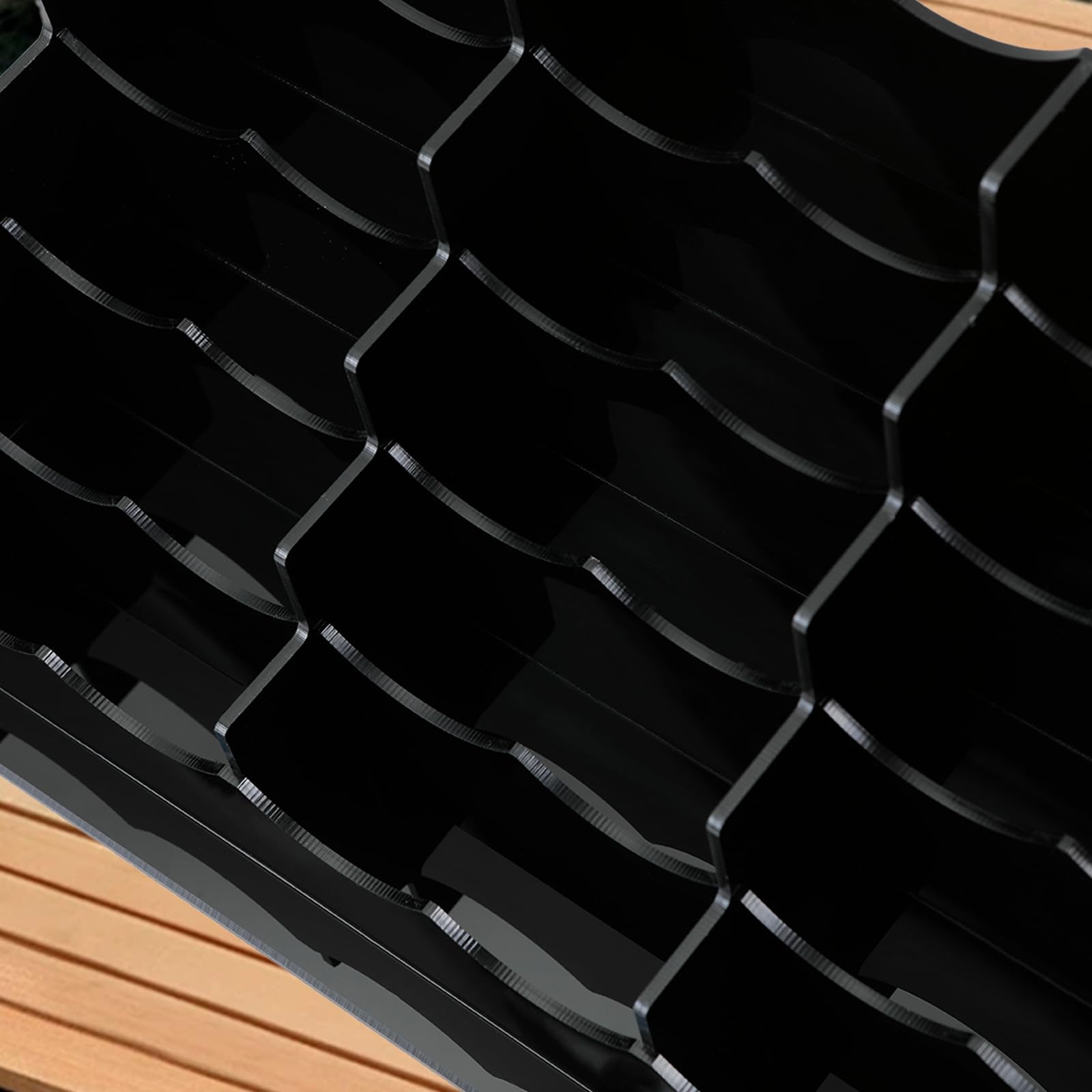 Vevitts Soporte acrílico para tarjetas de negocios, 15 ranuras y 5 niveles, juego de soporte acrílico negro para tarjetas de visita, capacidad para aproximadamente 750 tarjetas