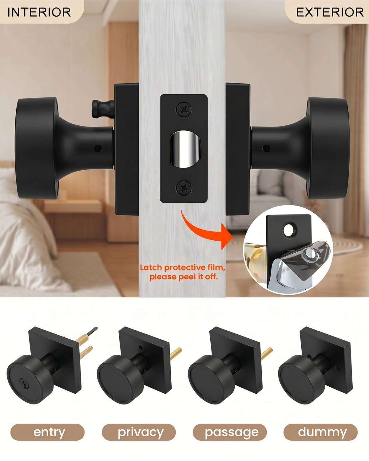 Haidms Matte Black Door Knobs - 6 Pack -5