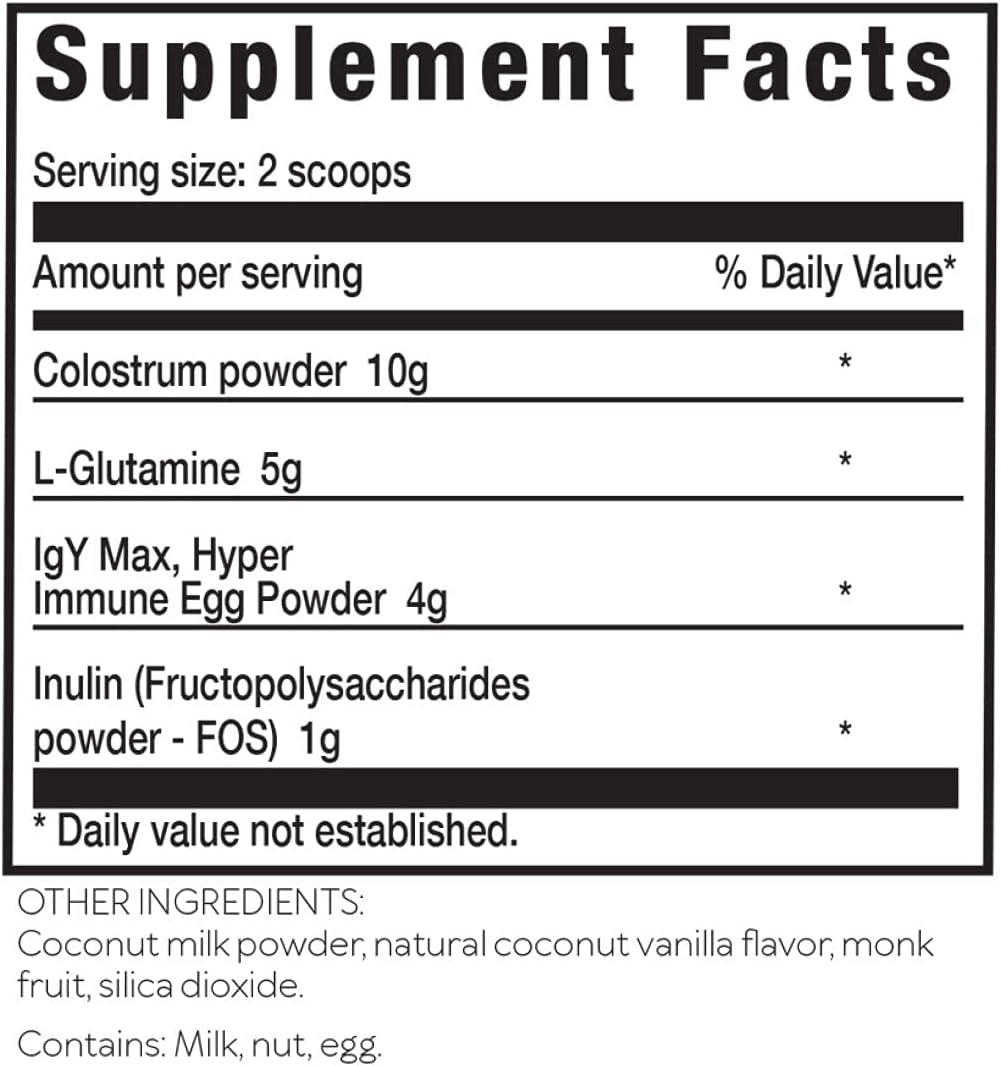 Brain Bean Brain-Immune | Advanced Formula to Support Leaky Gut, Leaky Brain, Immune System | with 10g Colostrum with Lactoferrin, 5g L-Glutamine, 4g IgY Max, and 1g Inulin | 30 Servings : Health & Household