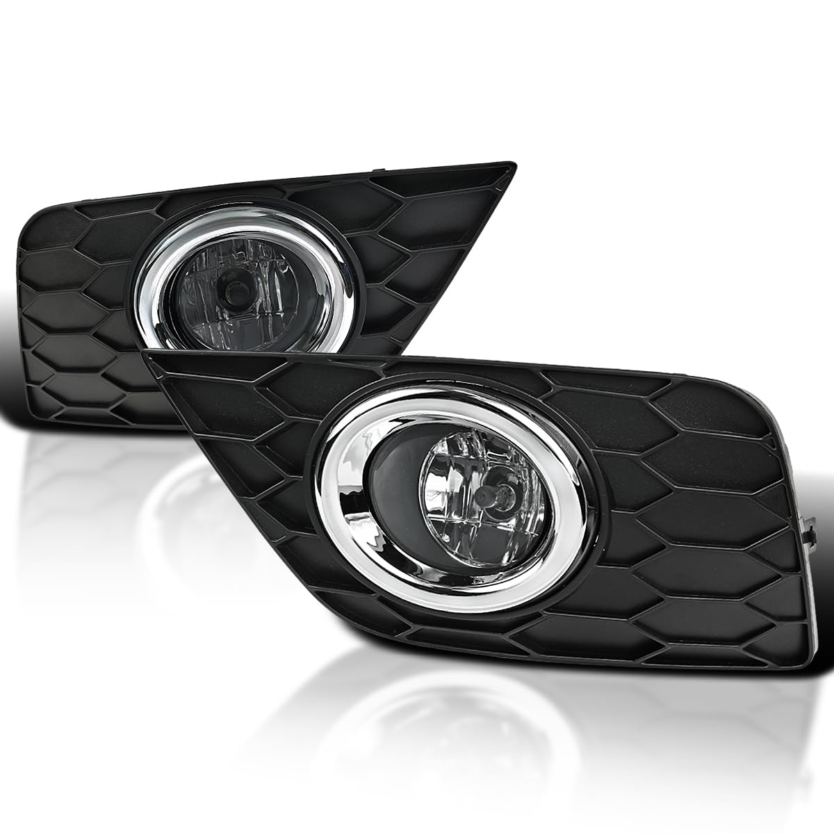 Spec-D Tuning Clear Bumper Driving Fog Lights + Bulbs + Switch Compatible with 2016-2017 Nissan Sentra L+R Pair Assembly