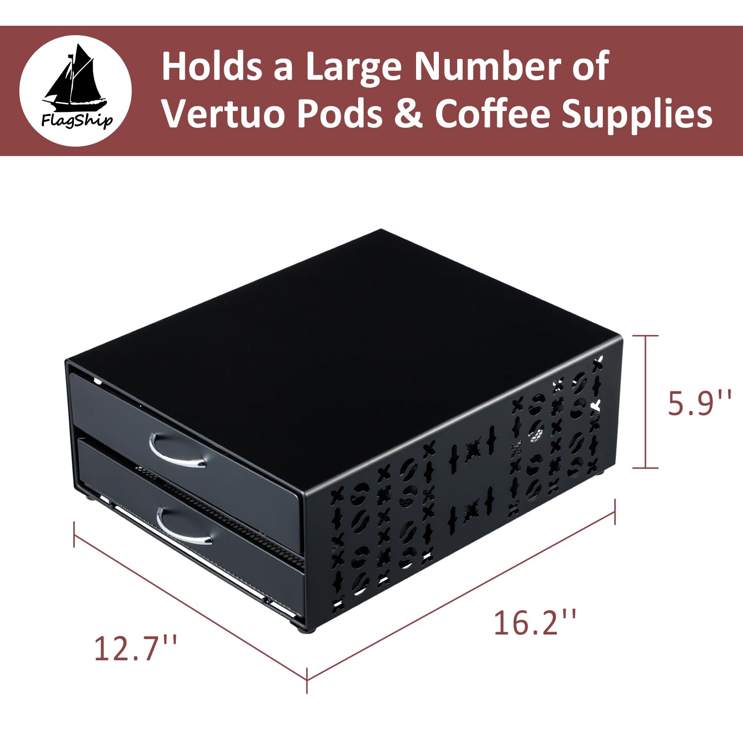 FlagShip Vertuo Kapselhalter, Kaffee-Zubehör, Organizer für Nespresso-Kapseln, große Kapazität, passend für alle Größen, Kaffeestation für Kaffee-Bar