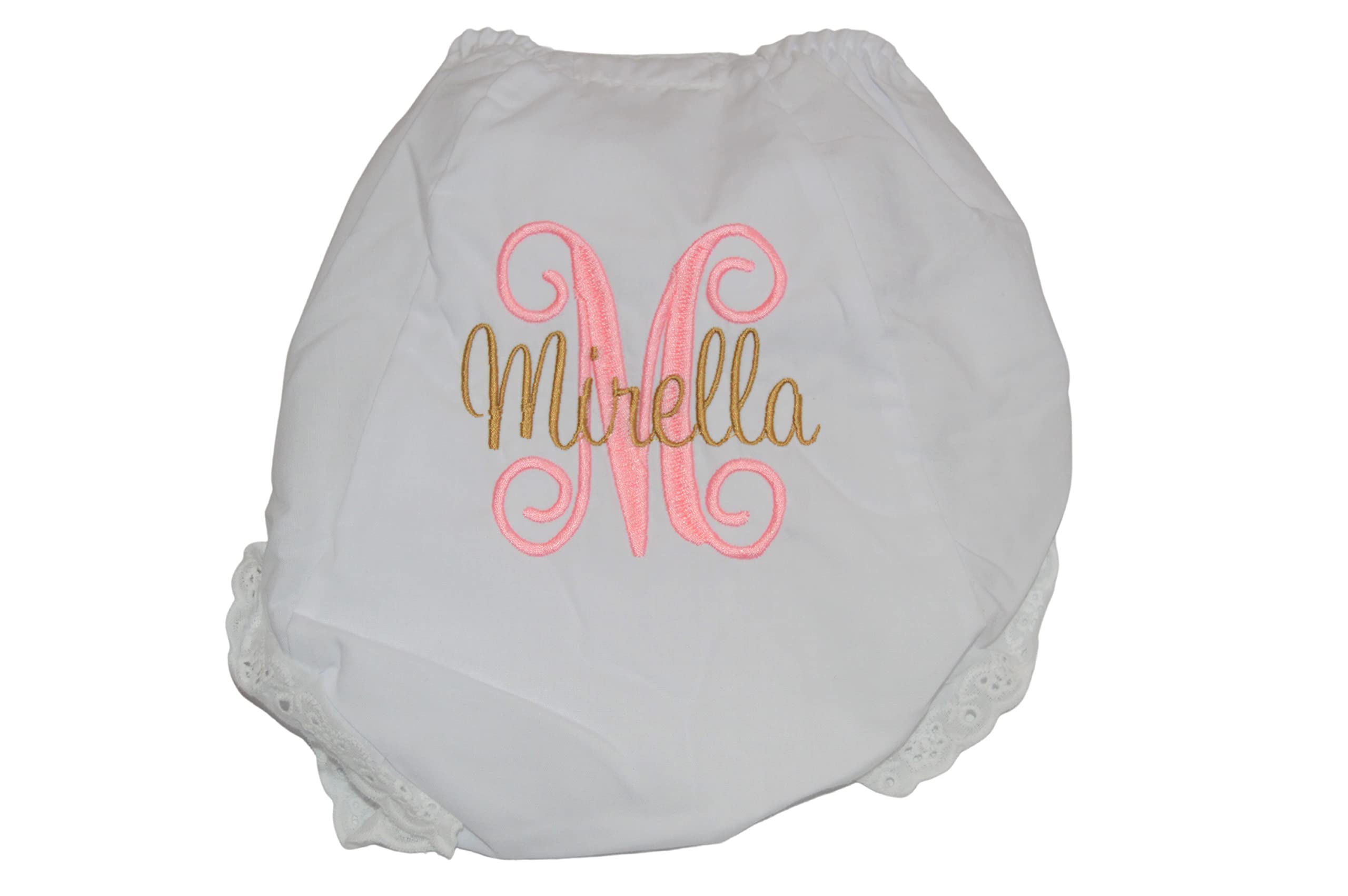 Personalized Baby Bloomer, Monogram Diaper Cover, Curly Initial and Script Name Embroidered Baby Gift
