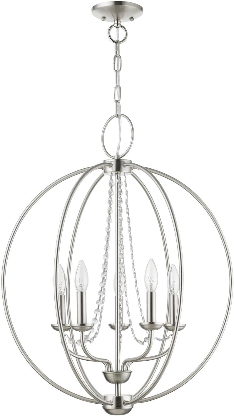 Livex Lighting, 40915-91, Arabella, Globe Chandelier, Brushed Nickel