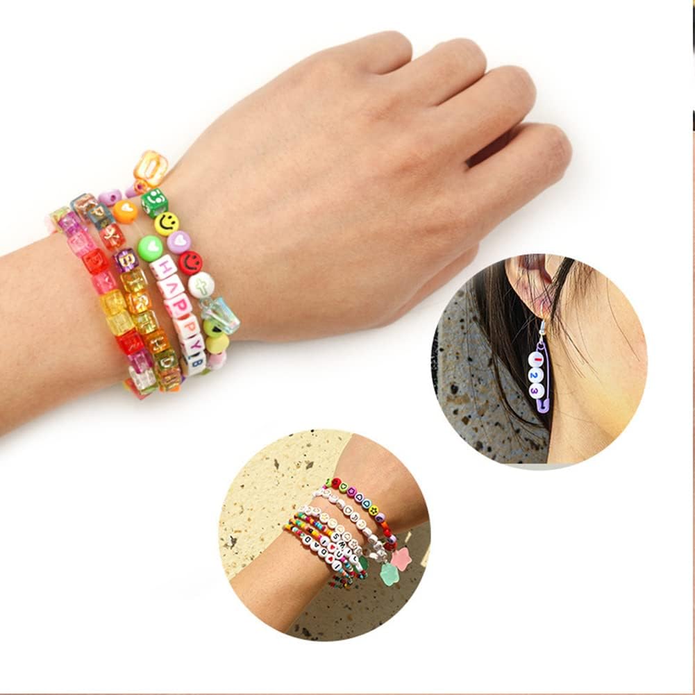 1200pcs 4×7mm Alphabet Beads White Round Acrylic Red Letter Beads, for Bracelets and Jewelry Making - Image 4