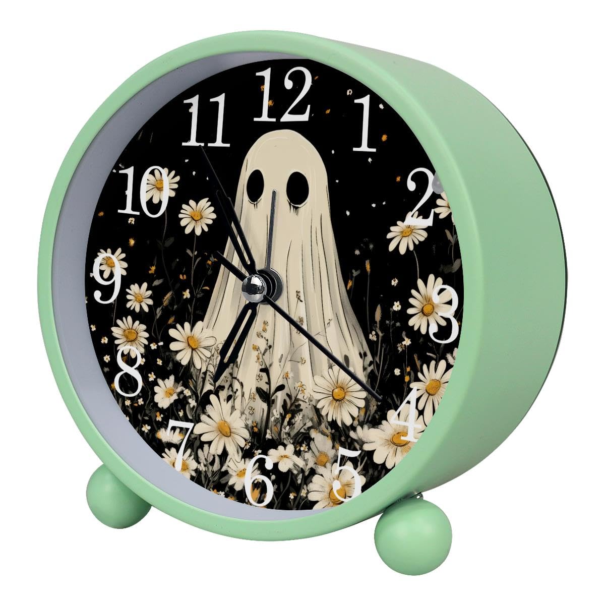 Luoweisi Alarm Clock Ghost Daisy, Silent Non-Ticking with Night Light
