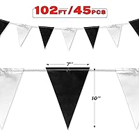 Vista 3 de Banderas de Banderín en Blanco y Negro Resistente para Exteriores Clasificado OSHA 500 libras Resistente a la Decoloración 【102 PIES】