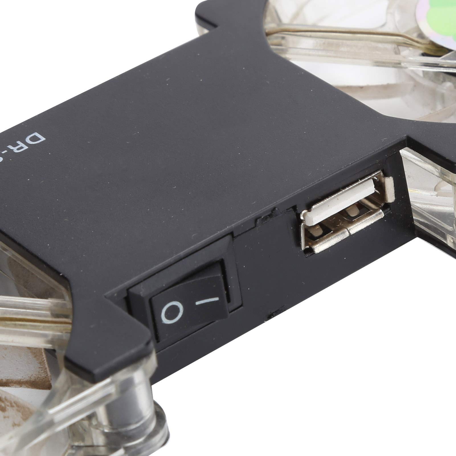 Almohadilla de enfriamiento portátil para laptop, con soporte antideslizante, ventilador emisor de luz doble, soporte plegable USB para computadora portátil (negro) 3