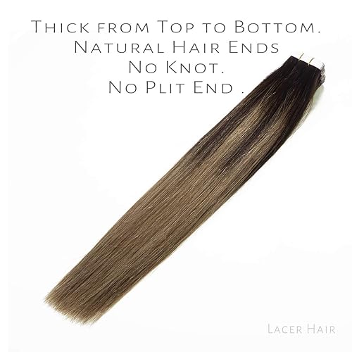 Vista 38 de Lacer Extensiones de cabello humano con cinta adhesiva, 20 pulgadas, color negro natural, 100% virgen, extensiones de cabello humano de doble cara