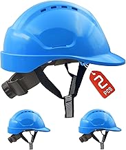 Mustbau EN397 - Juego de 2 cascos de seguridad para construcción, color azul, con ranuras para 53-65 cm de circunferencia de la cabeza ajustable, casco de seguridad con banda para el sudor para la