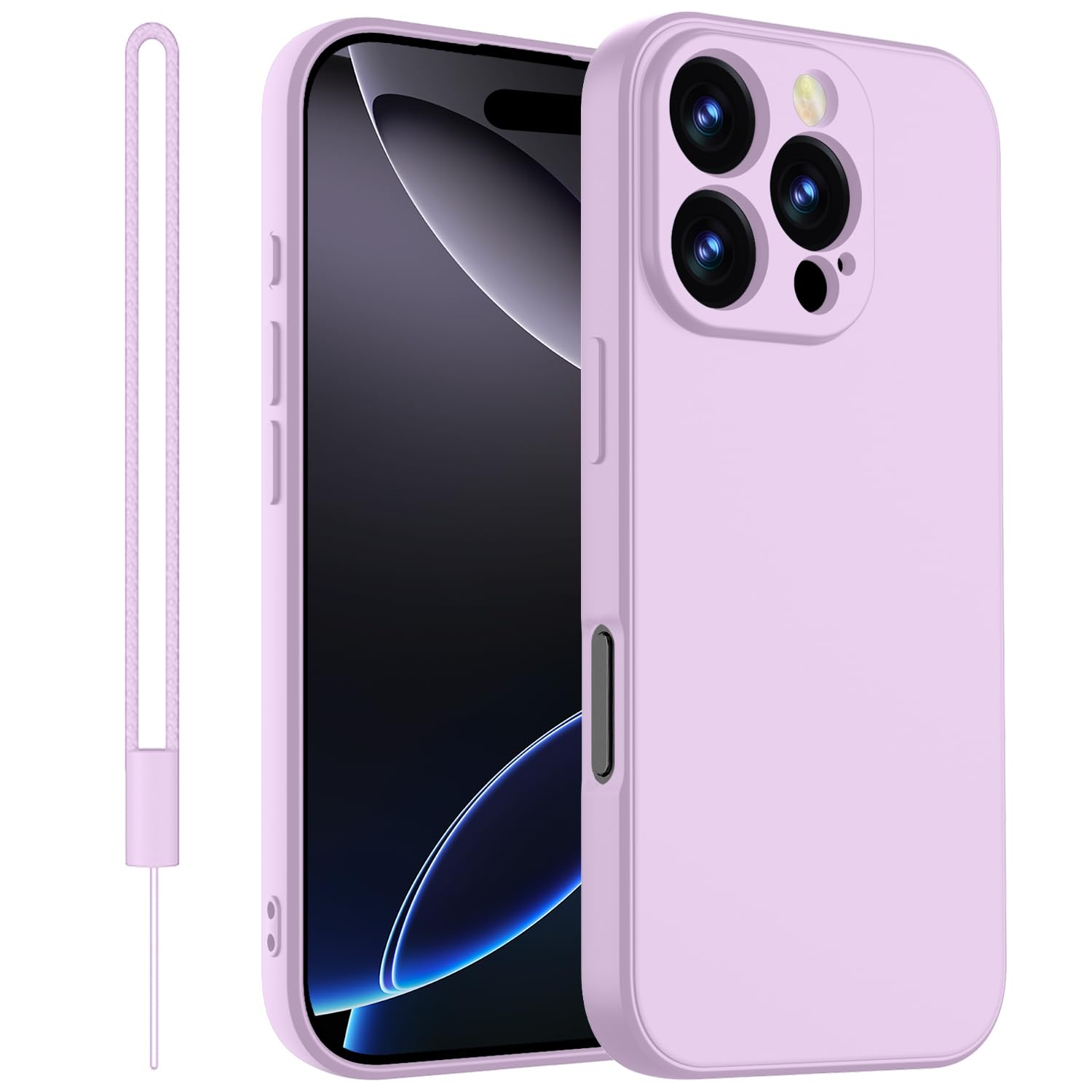 KPPIT for iPhone 16 Pro Max case silicone,for iPhone 16 Pro Max Phone case shockproof 6.9",Full camera coverage Military-Grade Protection 360°,With hand strap slim Case-Grass Purple