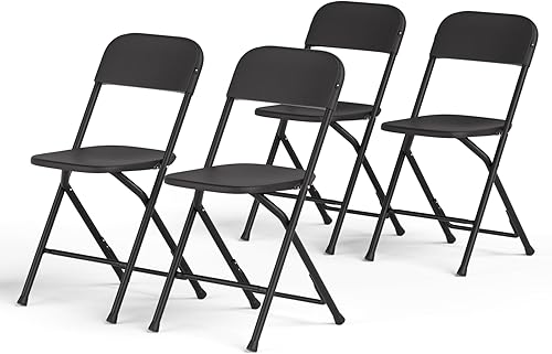 Magshion Sillas plegables de plástico, paquete de 4 sillas de comedor plegables para bodas, fiestas, eventos, exteriores, interiores, silla ligera