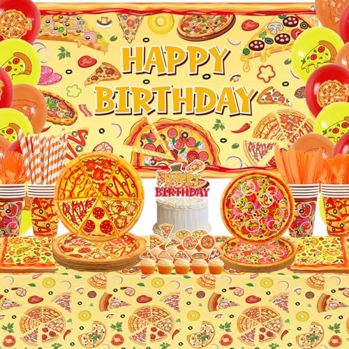 Pizza Birthday Decorations, Pizza Party Decoration, Plates Cups Napkins Tablecloth