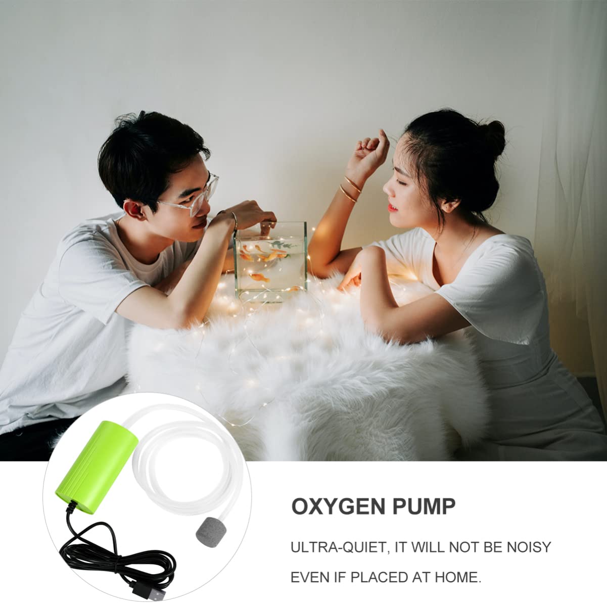 Happyyami 2piezas Mini Bomba De Aire USB Silenciosa para Acuarios Oxigenador Portátil De Agua para Transporte De Peces y Uso Cortes De Energía