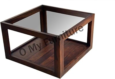 o my furniture sheesham wood bottom self with glass top coffee table brown amazon in furniture