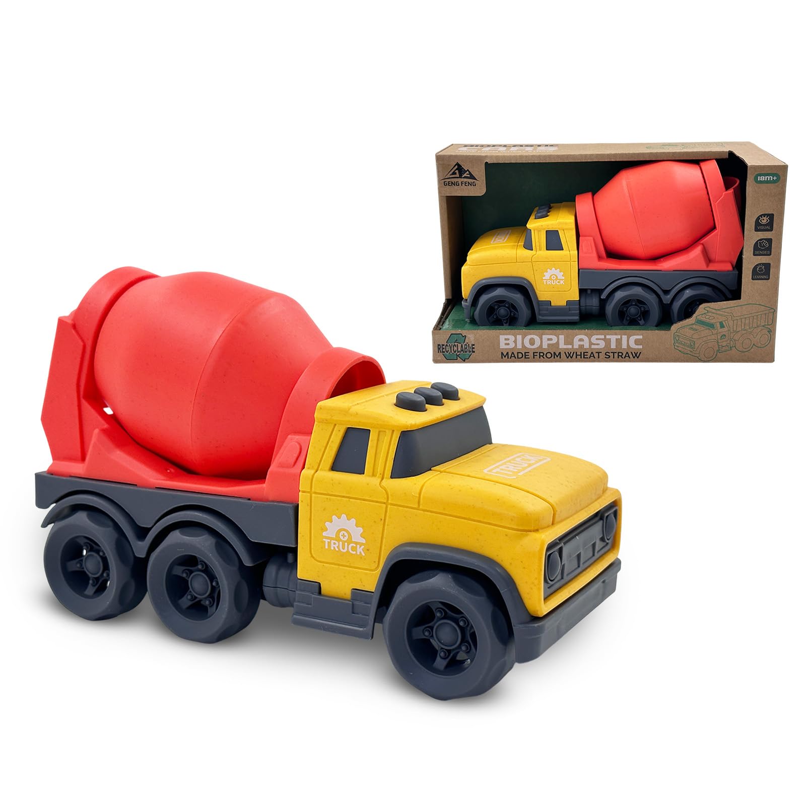 Cicili Cement Mixer Truck Toy Cars-8.27 Inch Toys for 2 3 Year Old Boys Gifts-Durable Construction Toys with Spinning Drum-Birthday Gifts for 2-6 Boys & Girls