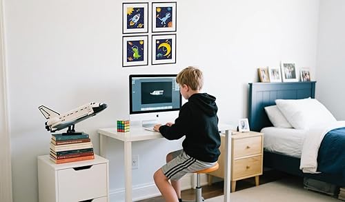 Miniatura 4 de Pósteres de arte de pared de dinosaurios, impresiones de dinosaurios espaciales para dormitorio de niños, regalo para niños, decoración de