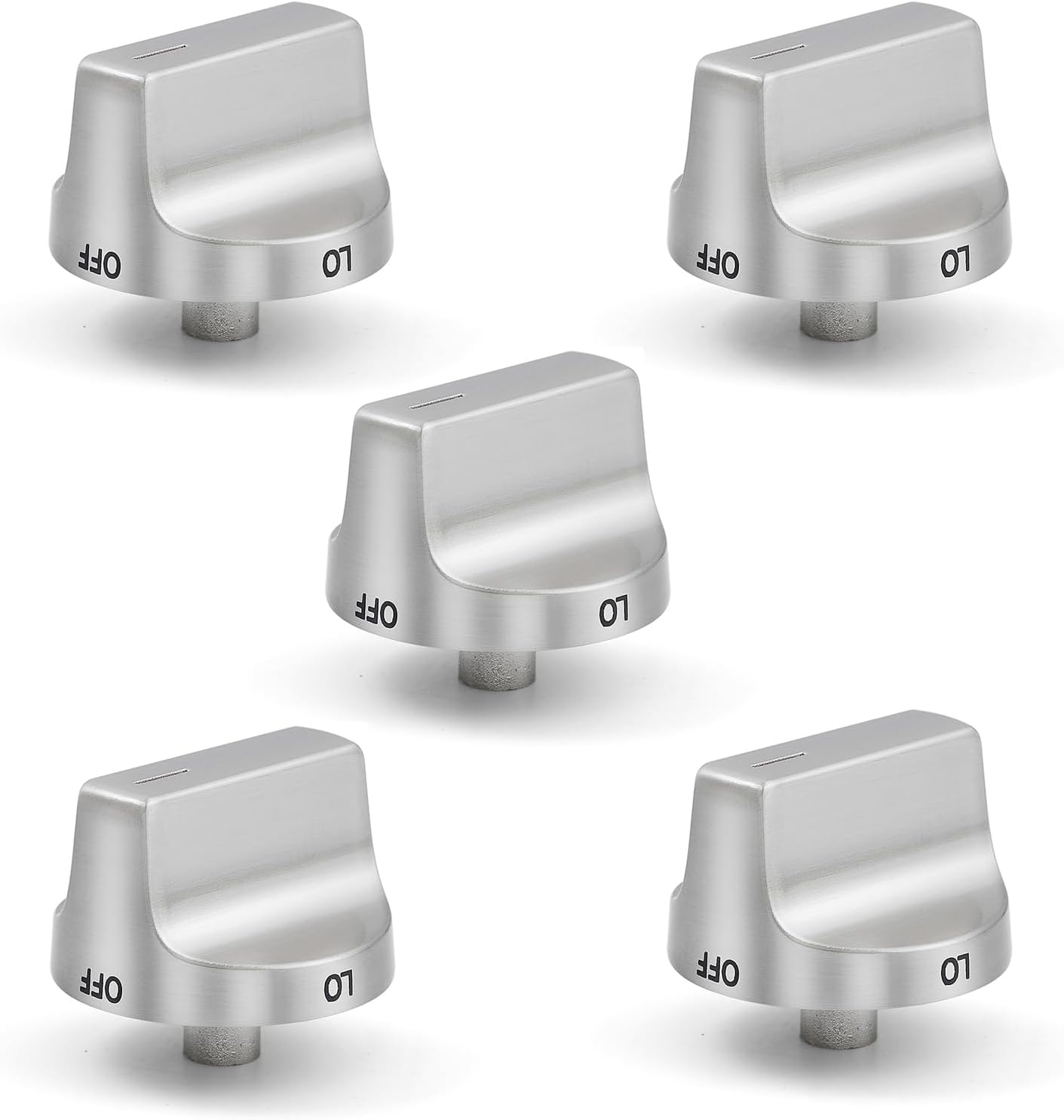 atgestore W11159630 W11023139 Stainless Steel Stove Knobs Replacement for Whirlpool Stove Parts WFG550S0HZ1 WFG550S0HZ0 Knob Whirlpool Gas Range Stove Top Parts Cooktop Oven Burner Control Knob 5 Pcs