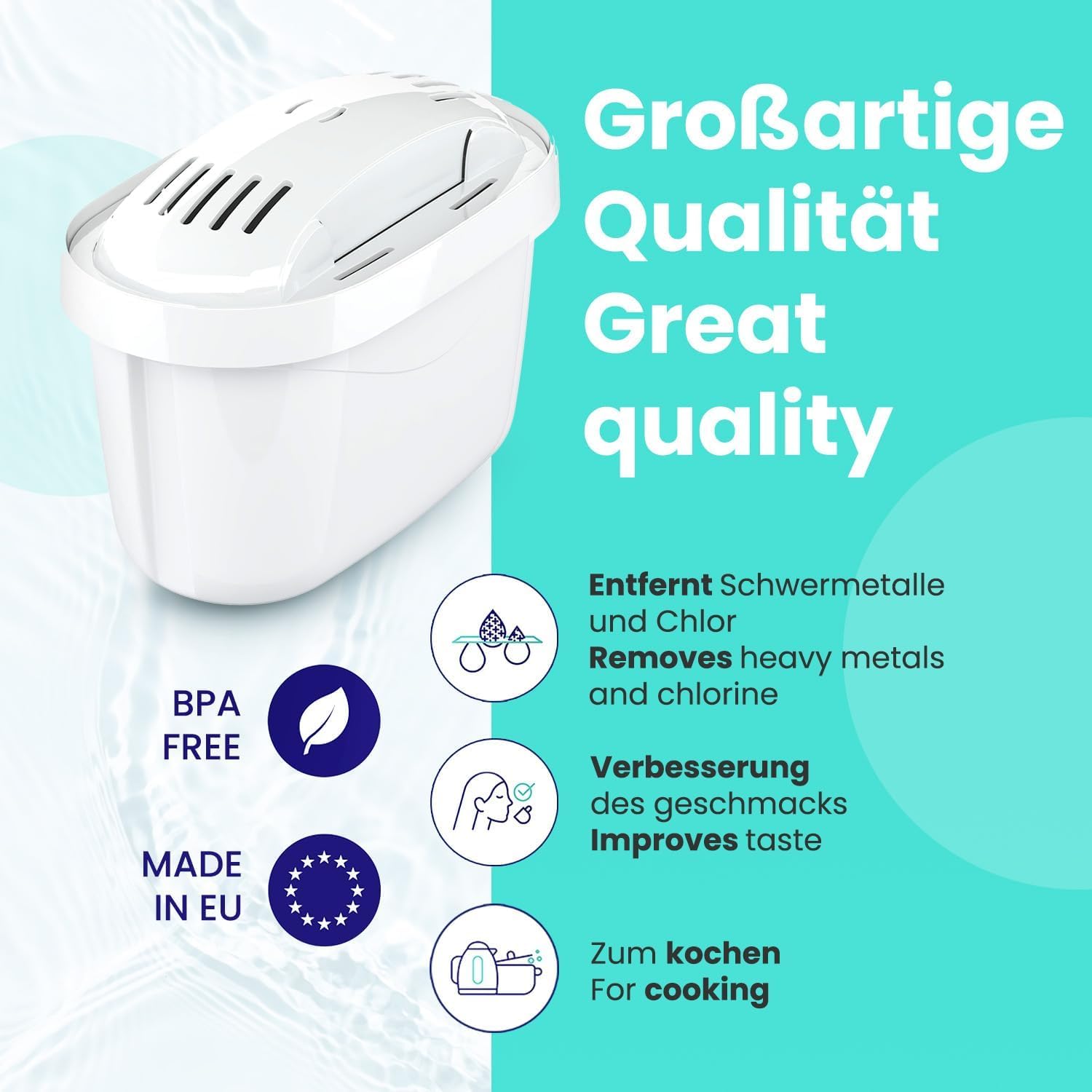 Aquafloow Set 6 Cartucce Filtranti Acqua | Compatibili con Brita Maxtra+, Maxtra Pro, Caraffe Marella, Style, Elemaris | Riduce Cloro, Calcare, Metalli Pesanti