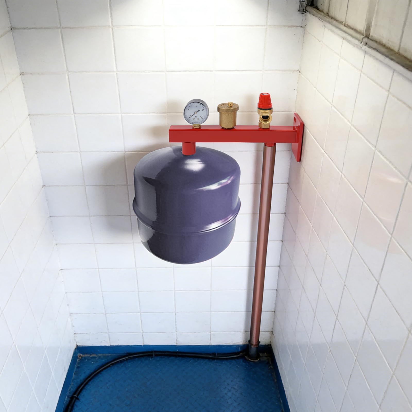 Gruppo di sicurezza per caldaia 27 x 14,4 cm, gruppo di collegamento con manometro, valvola di sfiato automatica, valvola di sicurezza, ferro zincato, per meccanismi chiusi come riscaldamento