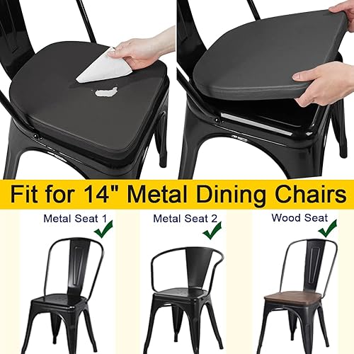 Miniatura 5 de SINOSSO Leathaire - Cojín moderno de cuero sintético para silla de 14 pulgadas, cojín magnético para silla de comedor, cocina, cafetería, bistró,