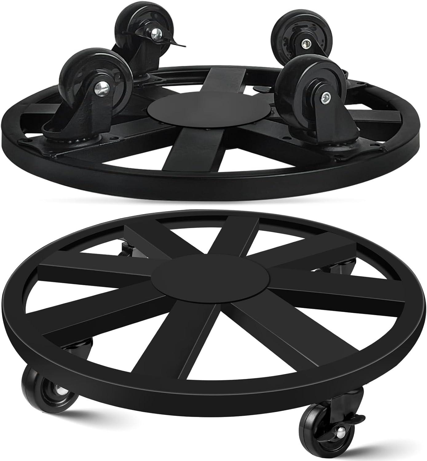 2 Pack Plant Caddy with Wheels, 16'' Large Heavy Duty Rolling Plant Stand with 360° Wheels Metal Plant Rollers Plant Dolly with Lockable Caster for Outdoor Indoor Plant Flower Pots Hold Up 400 LBS