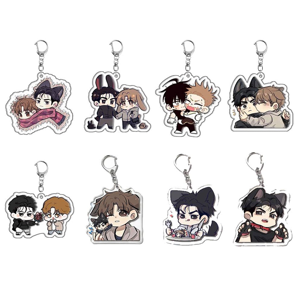 JUSONGKWCP JinxManga Keychain Anime Figure Cosplay Keyring Pendant JinxManga Acryl Chain Decor Pack of 8