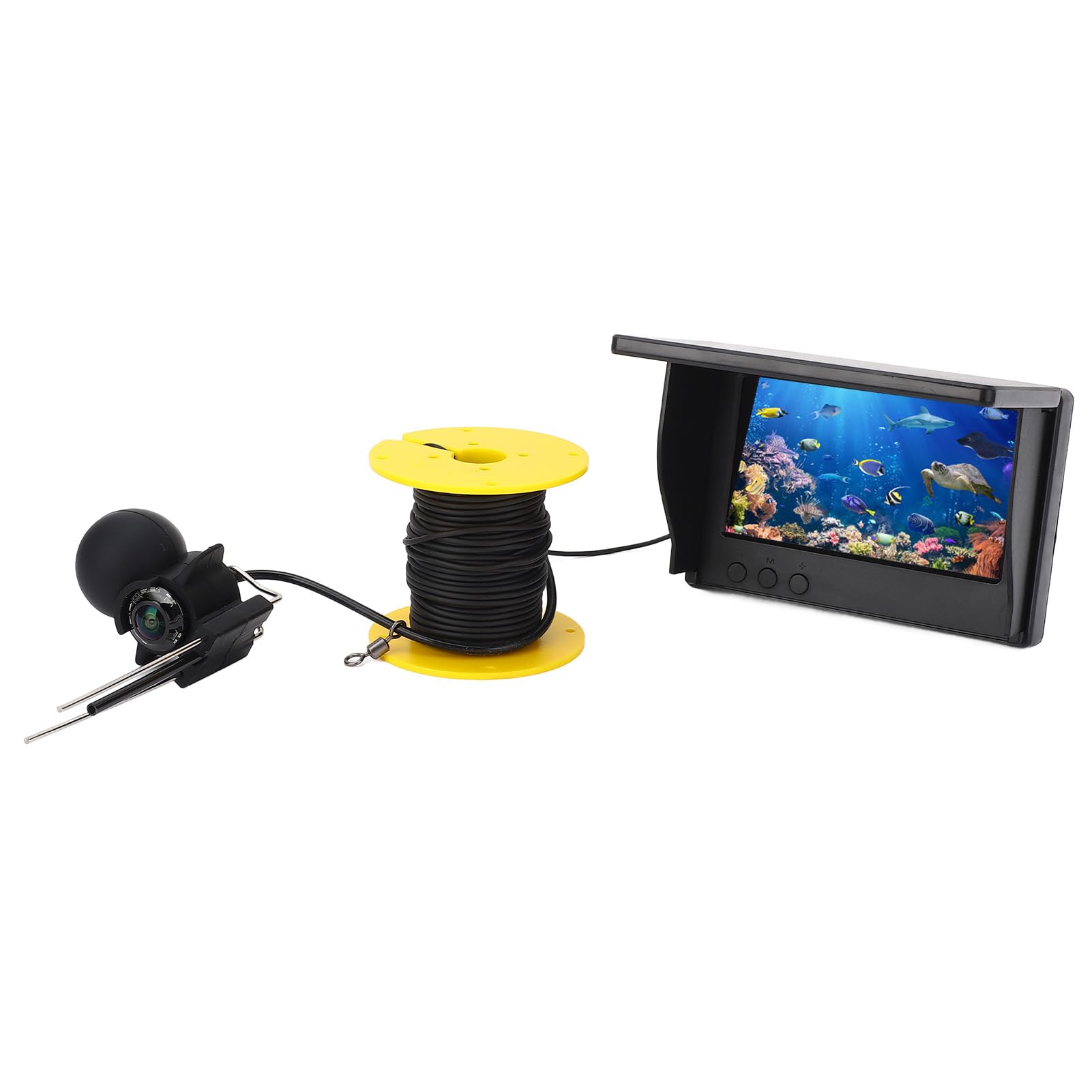 MAJONMMERD Underwater Fishing Camera, Fish Finder Camera Portable 1080P HD 4.3in Screen 220° Wide Angle with 15m Cable 5000mAh Battery for Ice River Boat