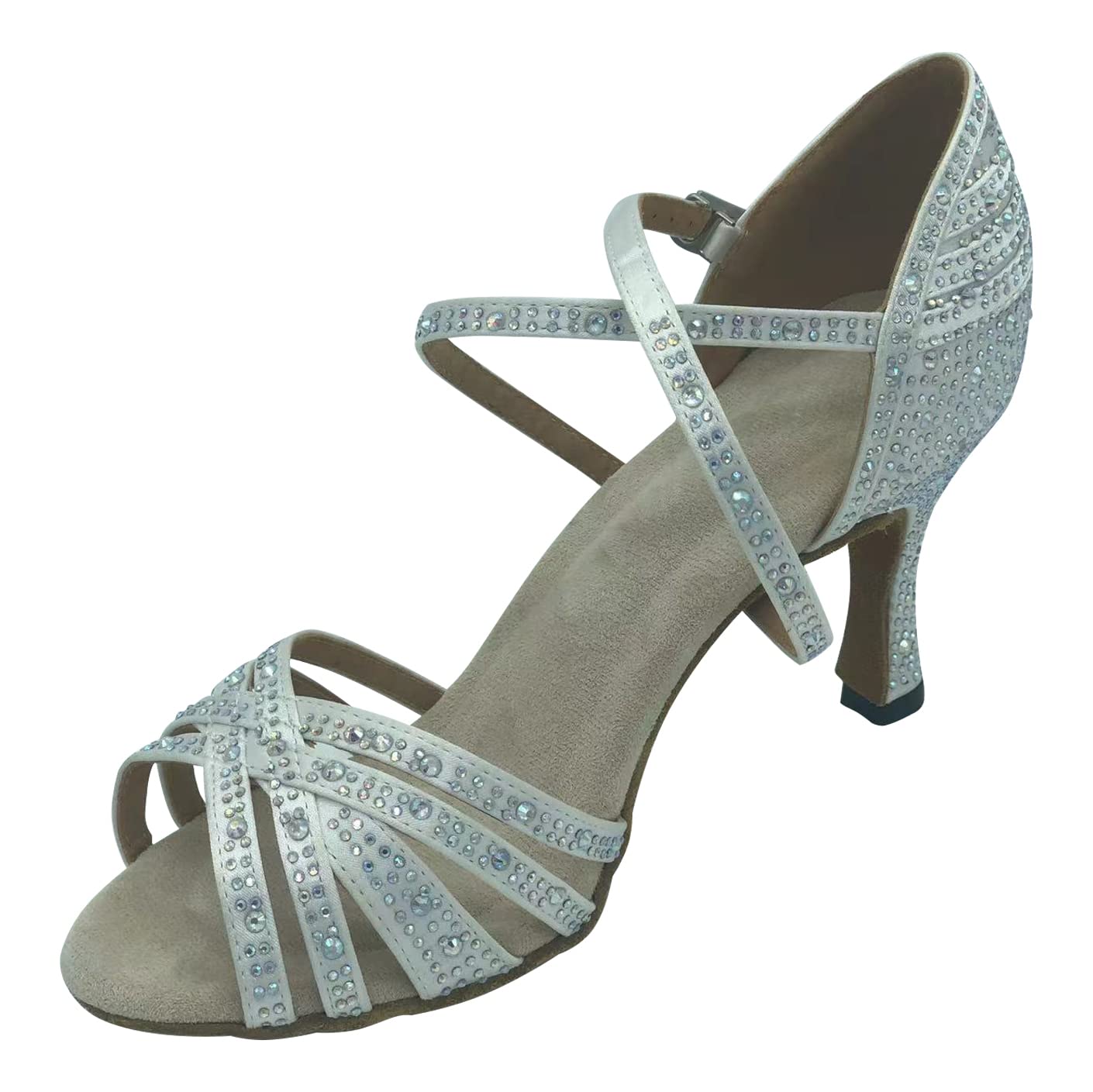 Pierides Women's Rhinestone Ballroom Dance Shoes Performance Wedding Shoes,Synthetic,2.75