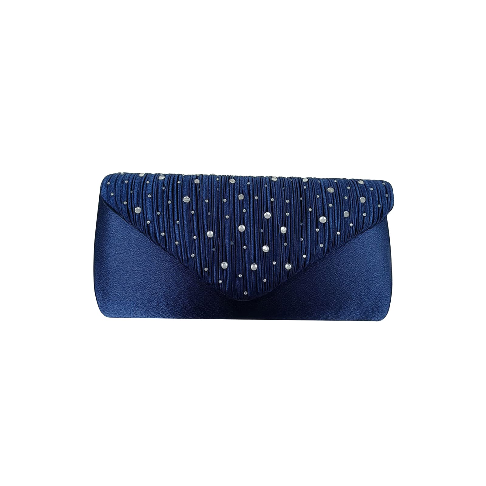 CORIOS Clutch Pochette da Sera Donna con Strass e Catena Elegante - Borsa Messenger a Tracolla per Cerimonia, Sposa, Cocktail, Festa, Ballo - Blu Scuro