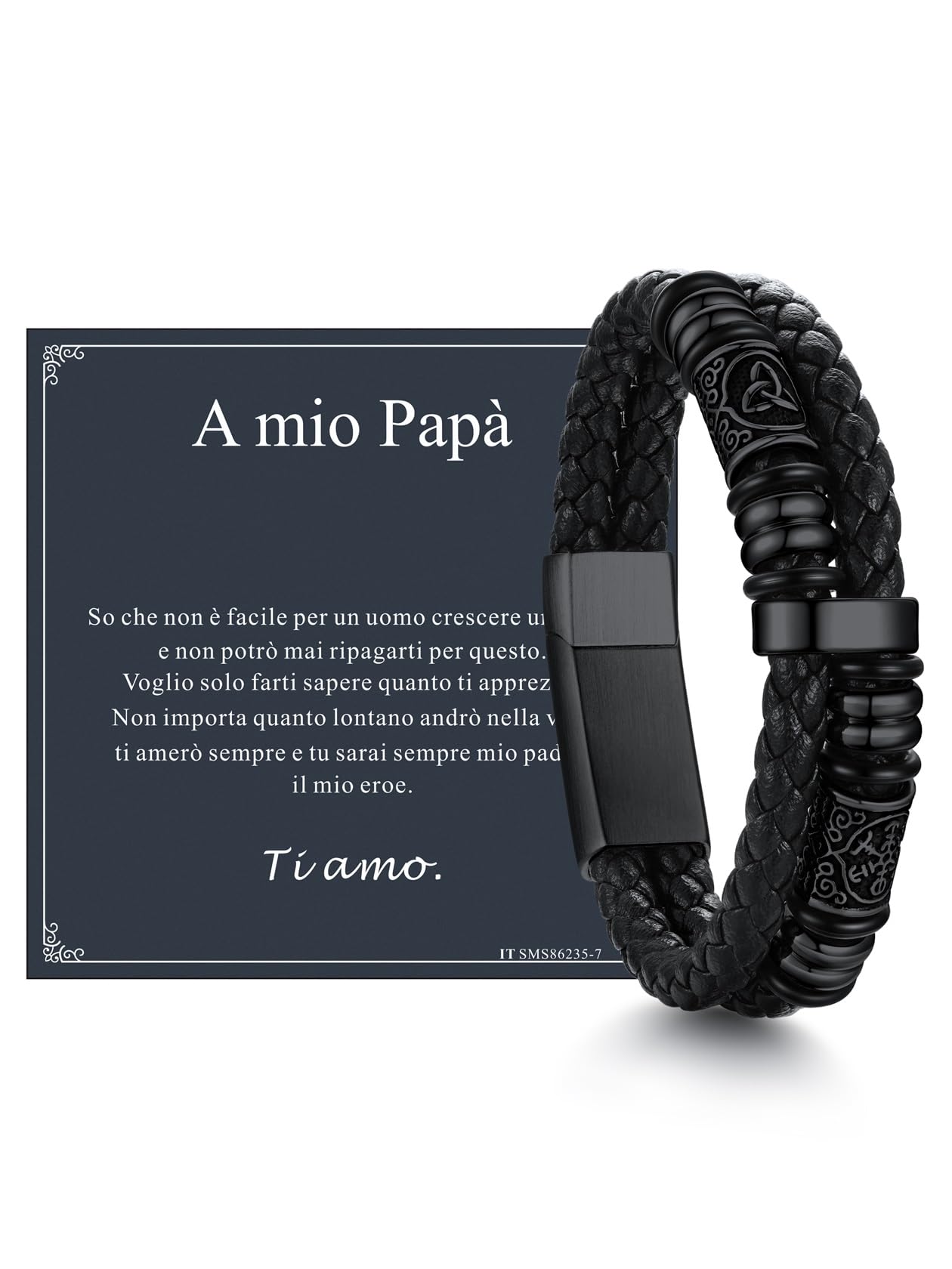 ChainsHouse Bracciale Uomo in Pelle con Biglietto Ideale Regalo per Lui