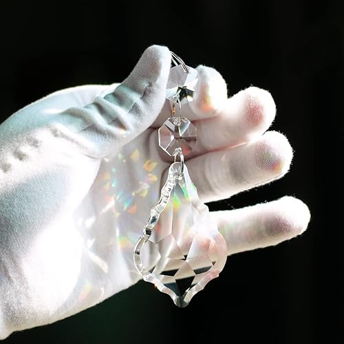 Miniatura 10 de 20 piezas de araña de cristal de hoja de arce prisma colgante, cuentas de cristal colgantes de 1.969 in para candelabro, decoración de boda,