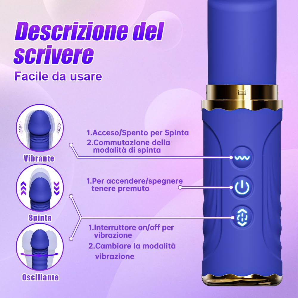 Dildo Vibratoreper Donna Professionale Giocattolo Sessuale a Mani libere Sex Toys 10 Modalità di Spinta e Vibrazione Adatto per la Stimolazione Punto G del Clitoride Anale Ventosa Rimovibile