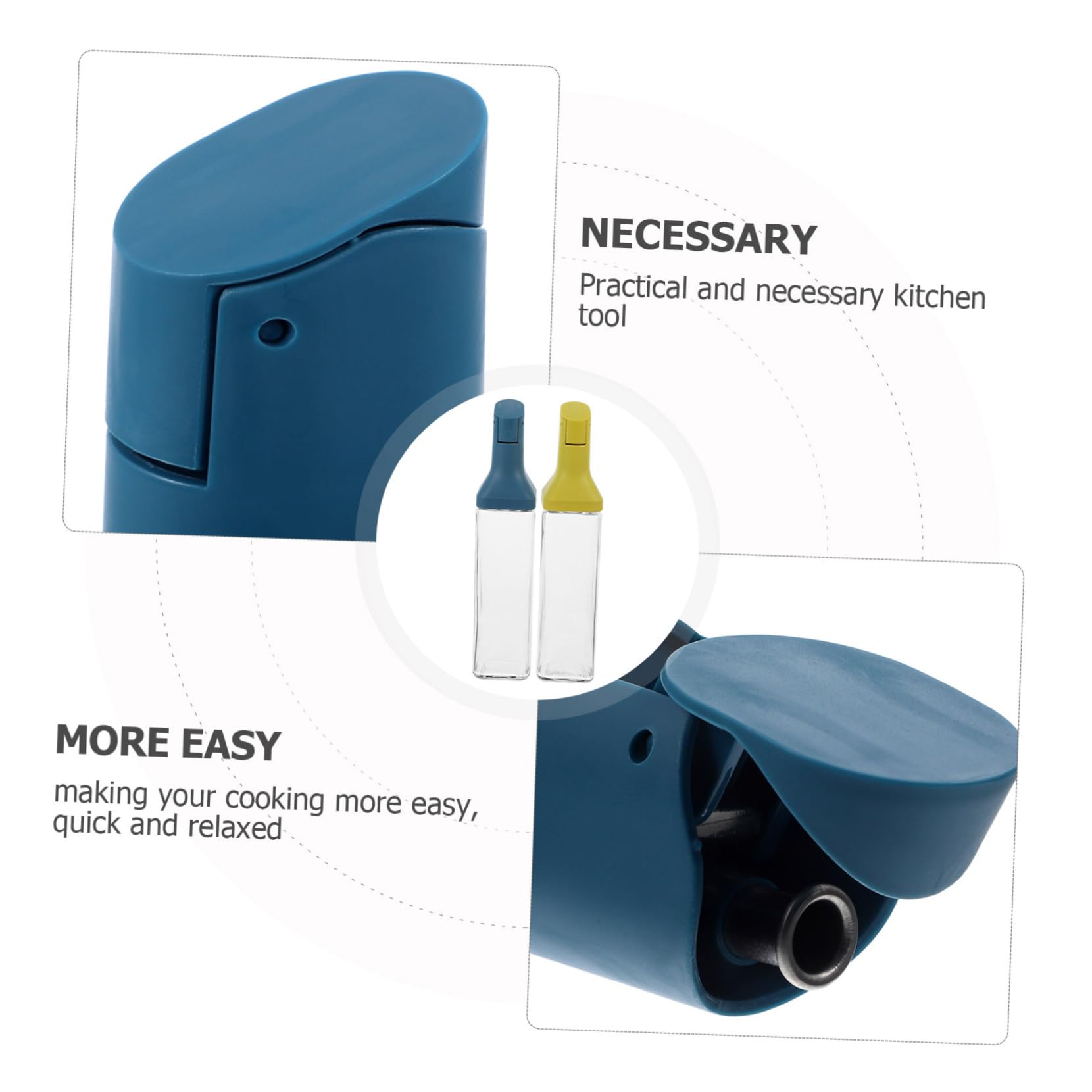 PRETYZOOM Dispenser Olio e Aceto in Vetro Trasparente Ugello in Silicone Antigoccia, Bottiglie da Cucina per Condimenti, Set da 2 Pezzi per Uso Domestico e Ristorazione