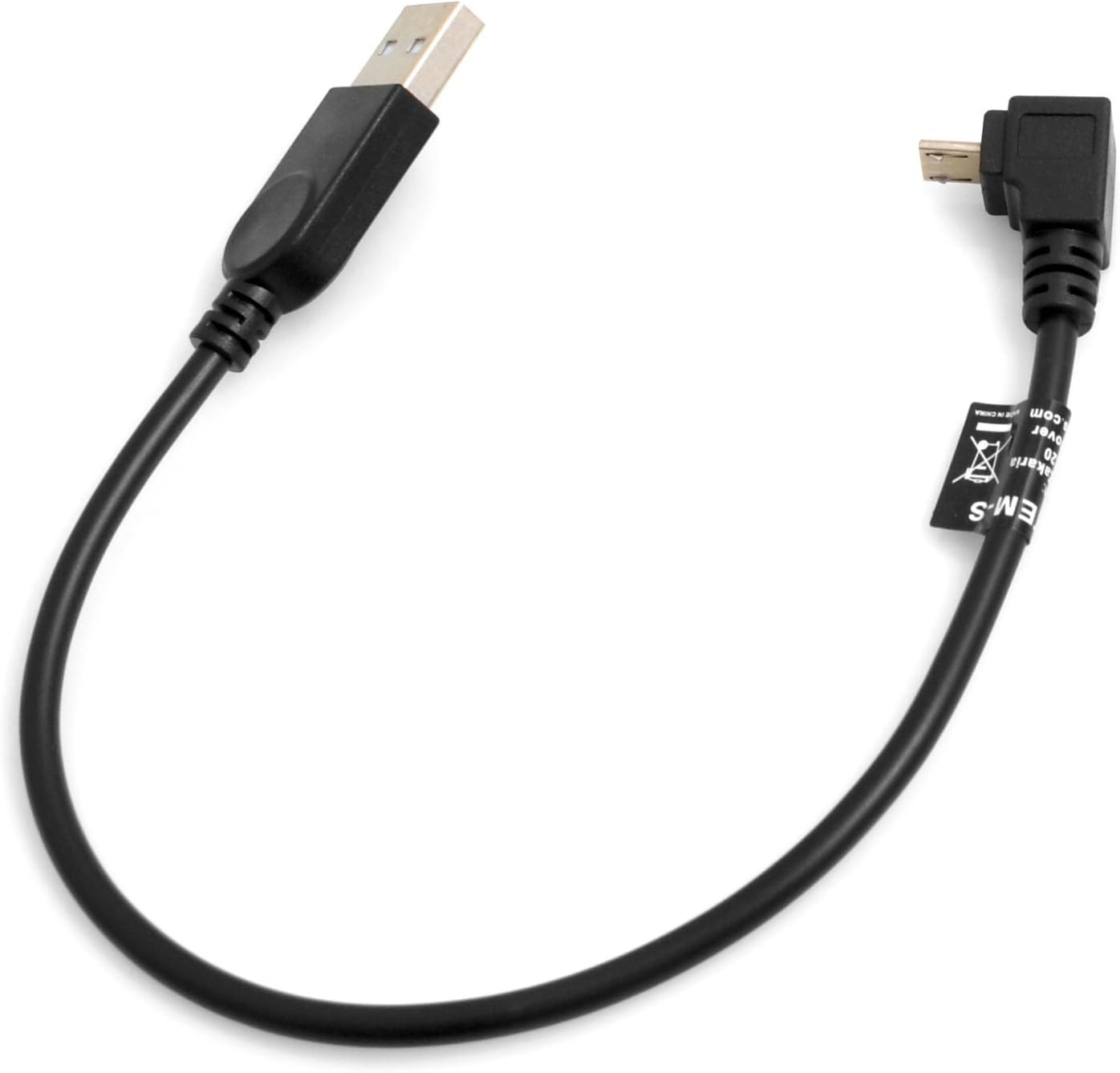 SYSTEM-S Micro USB Cable 90° Degrees Downwards Angled Angle Adapter 27cm
