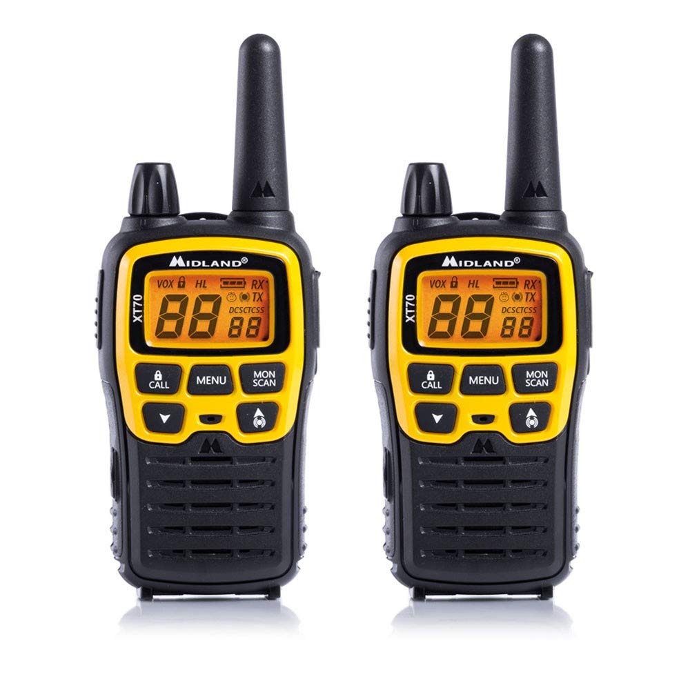Midland XT70 Adventure PMR-Walkie Talkie Kofferset, 2x Funkgeräte mit bis zu 12 km Reichweite, mit LCD-Display und Micro-USB-Ladebuchse, für Kinder und Outdoor