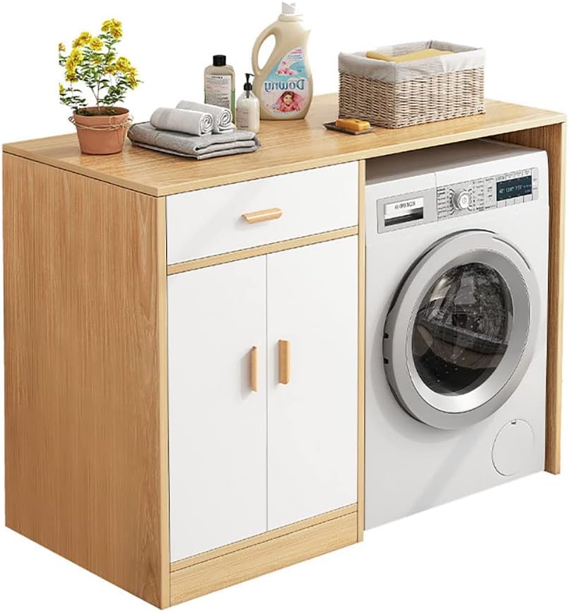 JJONE Washing Machine Rack Laundry Room Storage Stand Bathroom Corner Shelf Home Floor Standing Storage Cabinet for Balcony Laundry Organizer (G307-120cm)