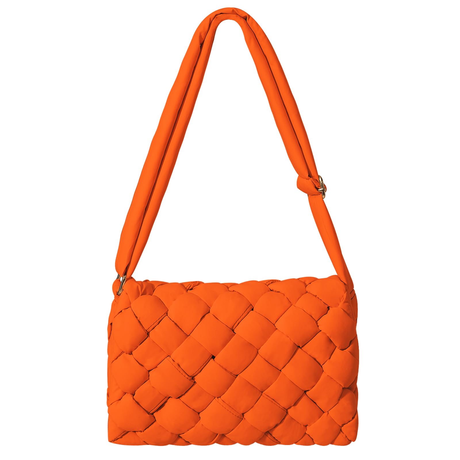 NAARIIAN Small Puffer Crossbody Bag for Women,Lightweight Quilted Woven Purse with Adjustable Strap,Crescent Shoulder Bag