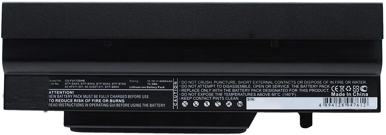 ACJADLCS-FU1720H Battery Compatible for Fujitsu Amilo Pro V3405, Amilo Pro V3505, Amilo Pro V3525 Replacement for P/N 0.4U50T.011, 3UR18650-2-T0169, 3UR18650F-2-QC-12