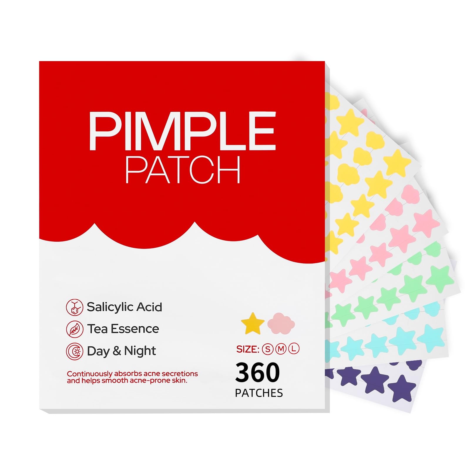 Pimple Patches for Face 360PCS Hydrocolloid Acne Patches for Covering Zits and Blemishes Cute Star Pimple Patches Facial