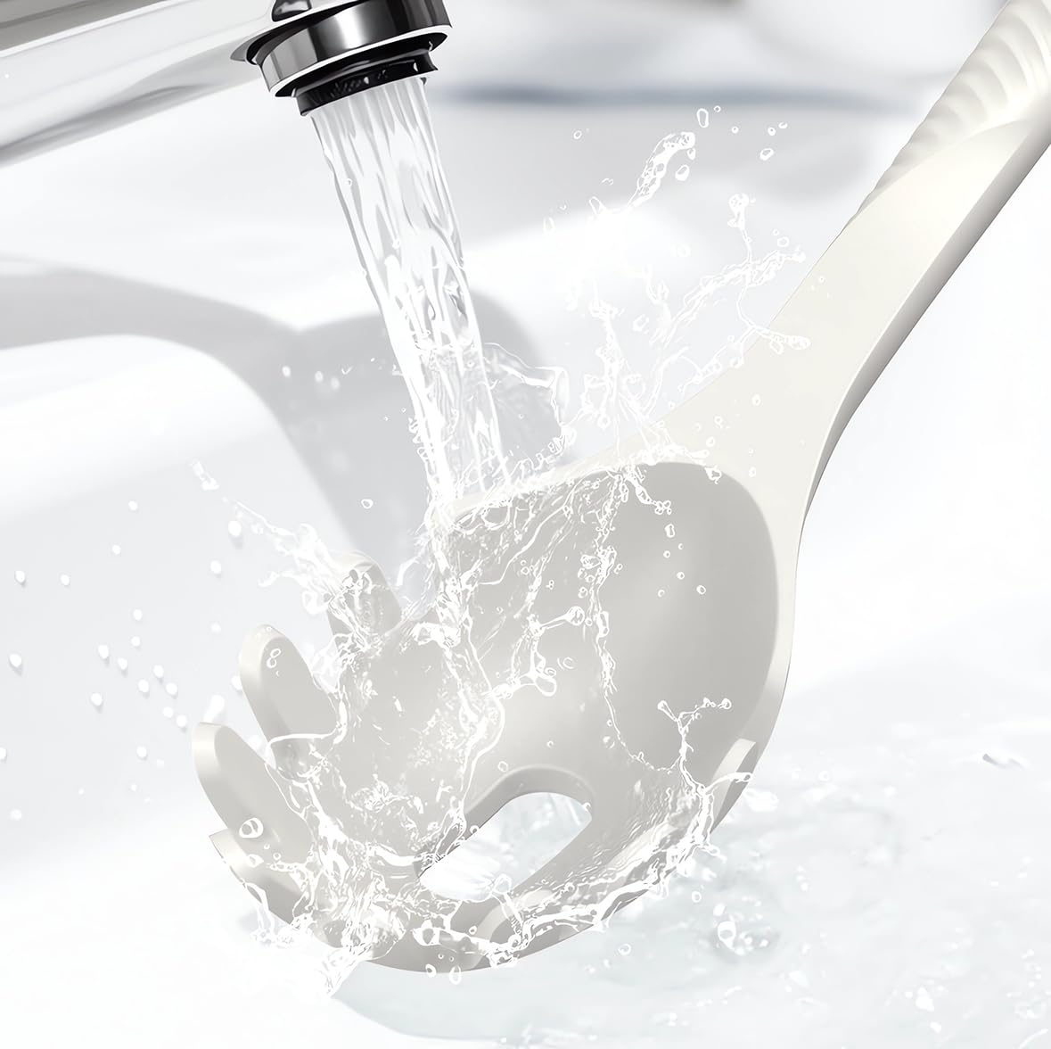 Juego de utensilios de cocina de silicona resistentes al calor, antiadherentes con espátulas, cucharas, batidor, pinzas, sin BPA, aptos para lavavajillas, color blanco crema