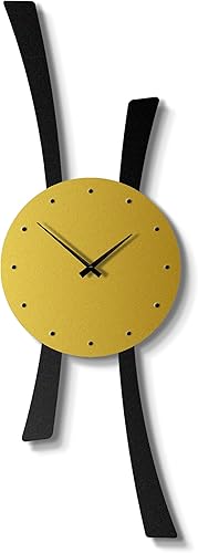 pluviart Reloj de pared moderno de metal dorado y negro, diseño minimalista, movimiento de cuarzo silencioso, reloj de pared decorativo grande para