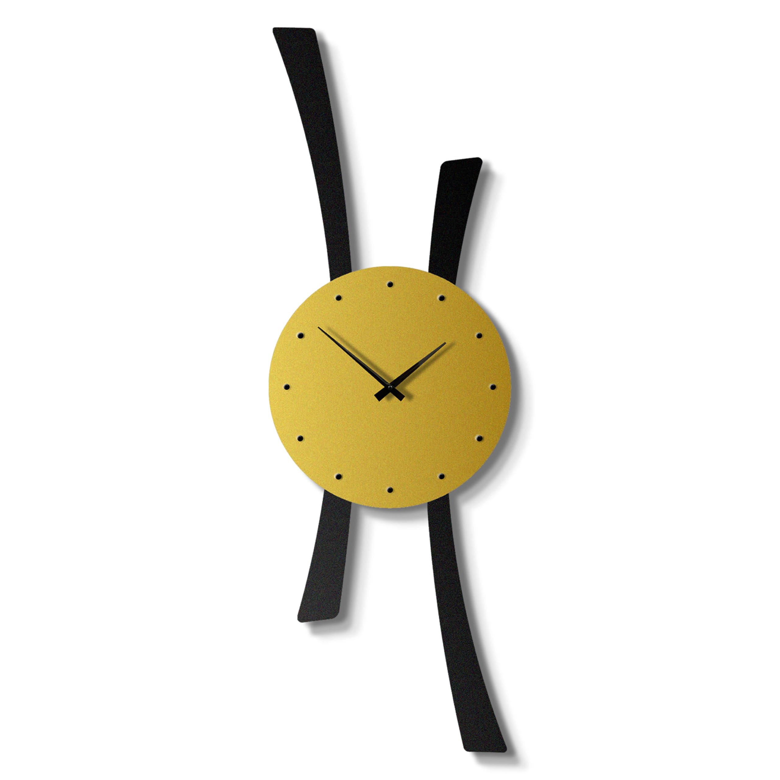 pluviart Modern Gold Black Metal Wall Clock – Minimalist Silent Quartz Wall Clock, Large Decorative Home & Office Decor