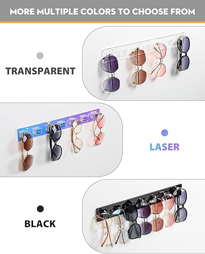 Miniatura 7 de Noafocks Organizador de lentes de sol, organizador de almacenamiento de lentes de sol de acrílico, soporte para gafas de sol montado en la pared,