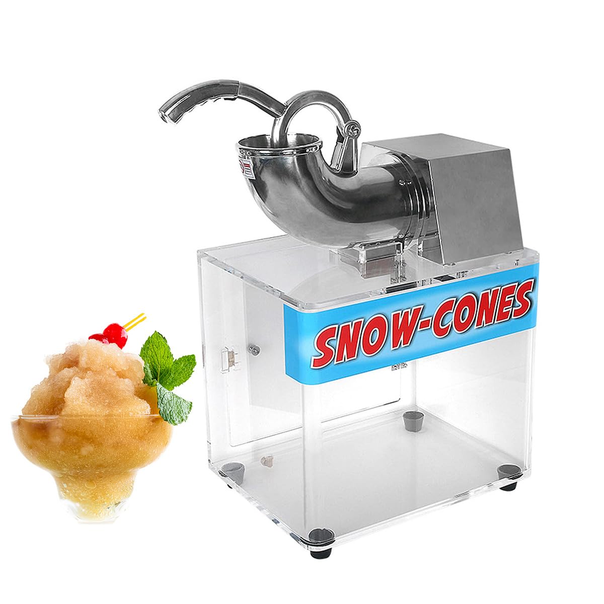 GGZONE 180 Kg/h Ice Shaver Machine, 200W Electric Snow Cone Maker, Ice Crusher, Commercial Technology for Restaurants Bars Homes, suitable for making snow cones, slush, milkshakes, frozen yogurt