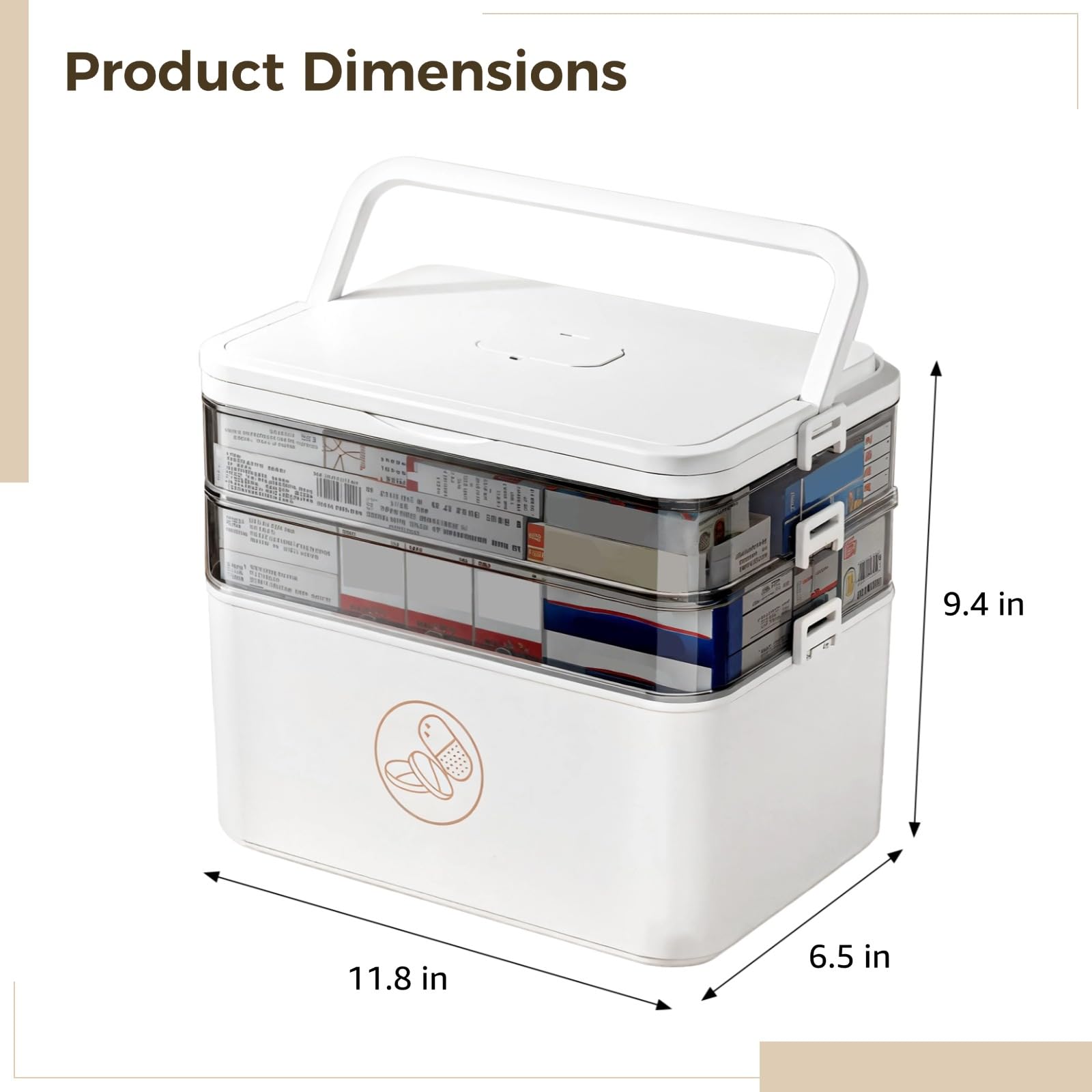 Pilulier XXL 3 Niveaux, Grande Capacité pour 7 Jours, Organisateur de Médicaments Voyage, Fenêtre Transparente, Boîte à Pilules Quotidienne