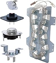 laffeya Dryer Heating Element Set Compatible for Samsung- DC47-00019A Heater Element, DC96-00887A and DC47-00016A Thermal Fuse, DC32-00007A Dryer Thermistor, DC47-00018A Thermostat (Sef of 5)