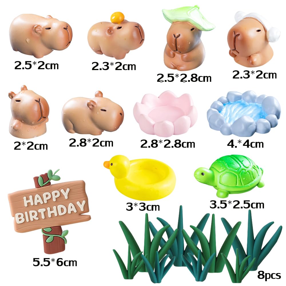 YGCHEN Decorazioni Torta Capybara Figure Compleanno Decorazione per Torta Mini Capybara Figurines Happy Birthday Cake Topper Animali Feste di Compleanno Topper per Torta 19 Pezzi