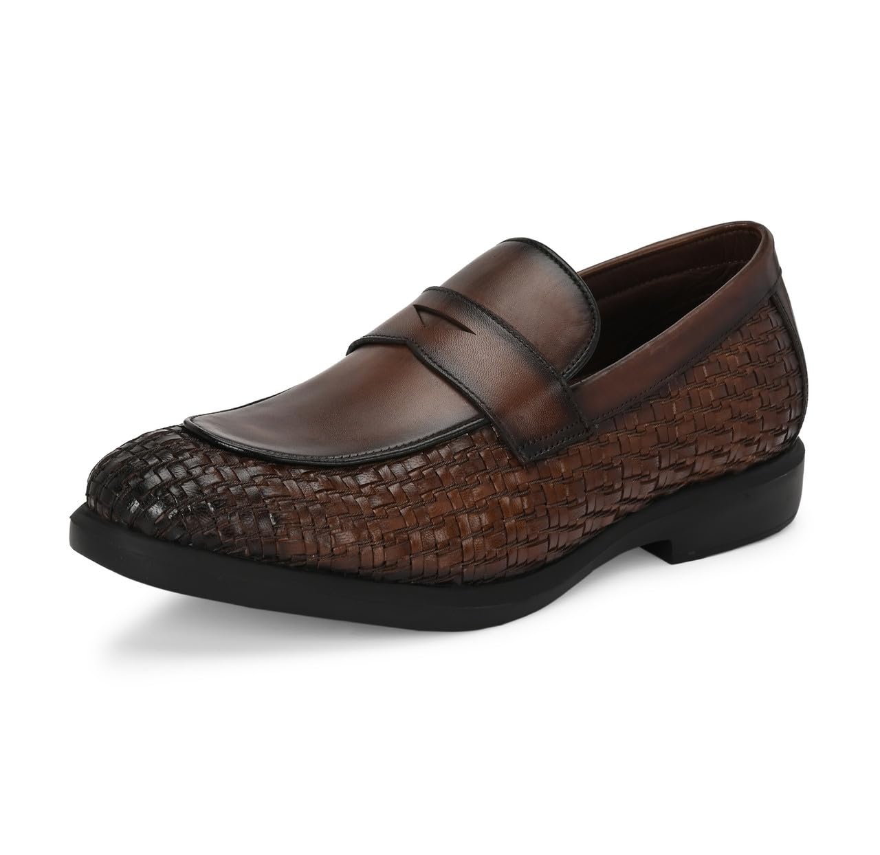hitz Men's Brown Leather Formal Slip On Shoes-picture-14