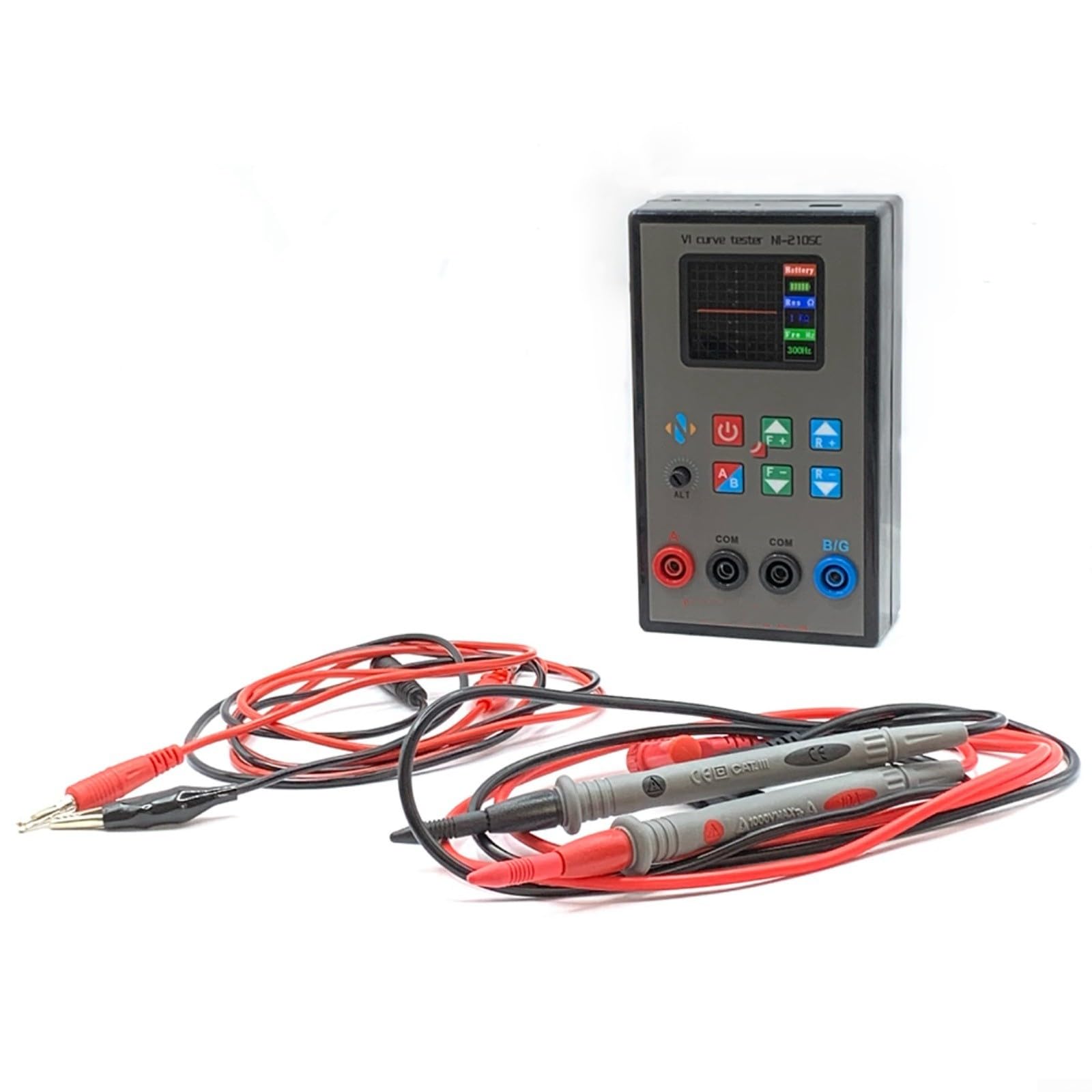 VI-Kurven-Tester Mit Dual-Kanal Und Farbdisplay, Analog-Funktionsanalysator Für Elektronische Bauteile Ohne Stromversorgung, 2,0 Zoll TFT-Bildschirm, 18 Frequenzstufen, 9 Widerstandswerte,