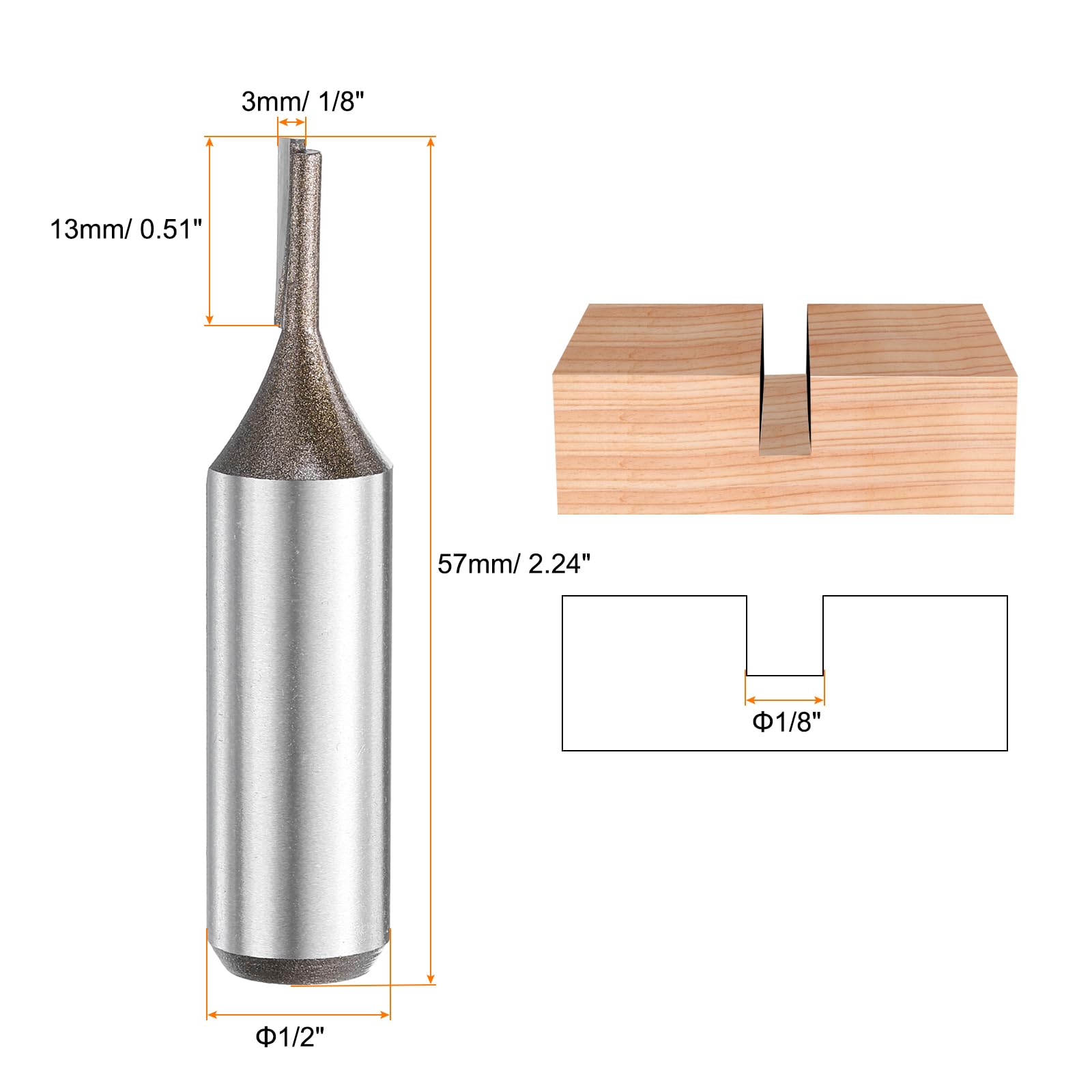 HARFINGTON 2pcs Straight Router Bit 1/2 Inch Shank 1/8